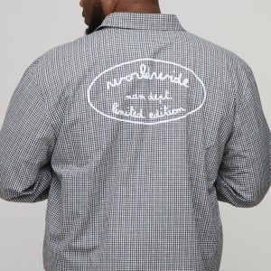Plus Oversized Boxy Worldwide Print Micro Check Shirt