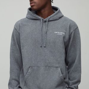 Charcoal Regular Fit Limited Edition Washed Printed Hoodie