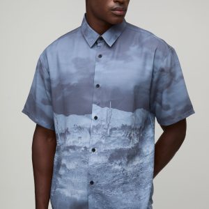 Oversized Western Print Half Sleeve Shirt