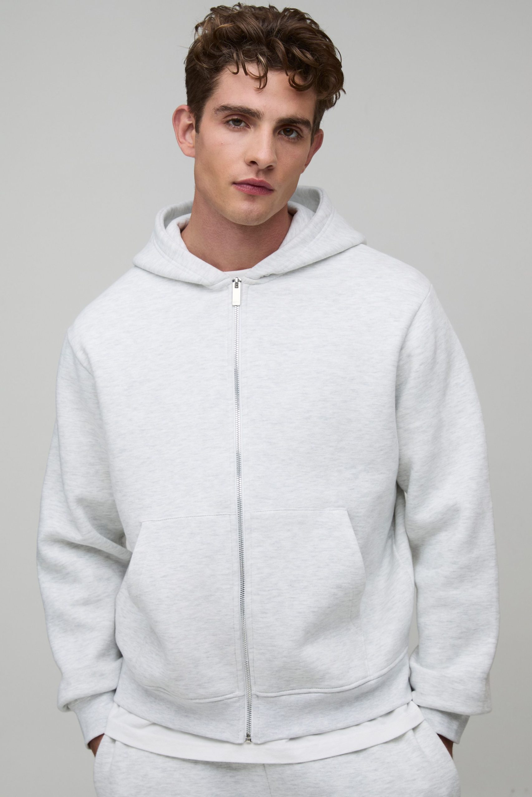 Basic Boxy Zip Through Hoodie