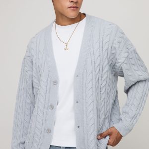 Oversized Boxy Cable Knit Cardigan