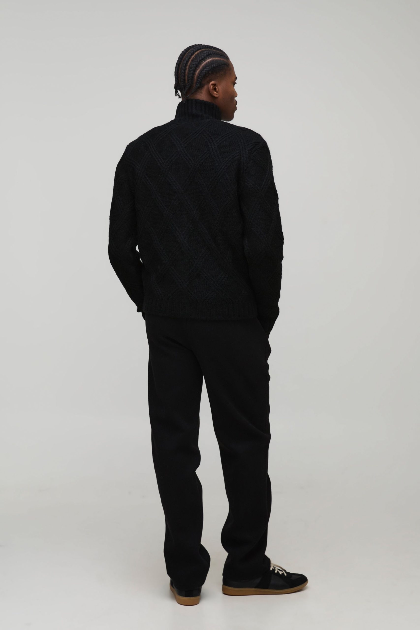 Boxy Cross Hatch Zip Thru Knitted Jacket - Image 2