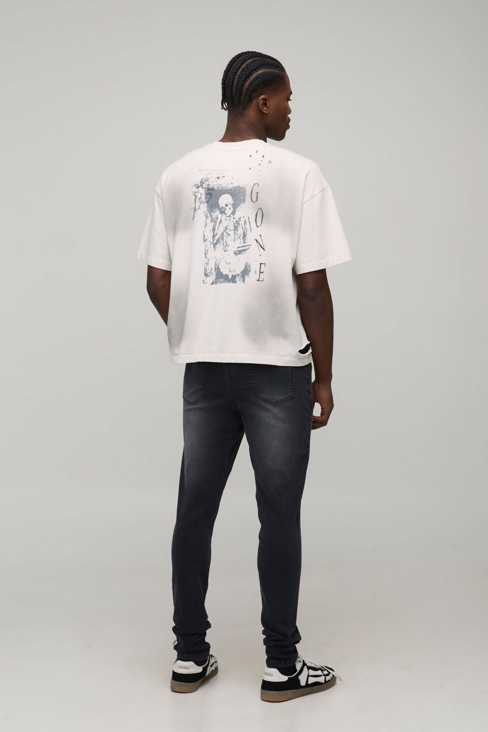 Skinny Stretch Distressed Ripped Washed Jeans - Image 2