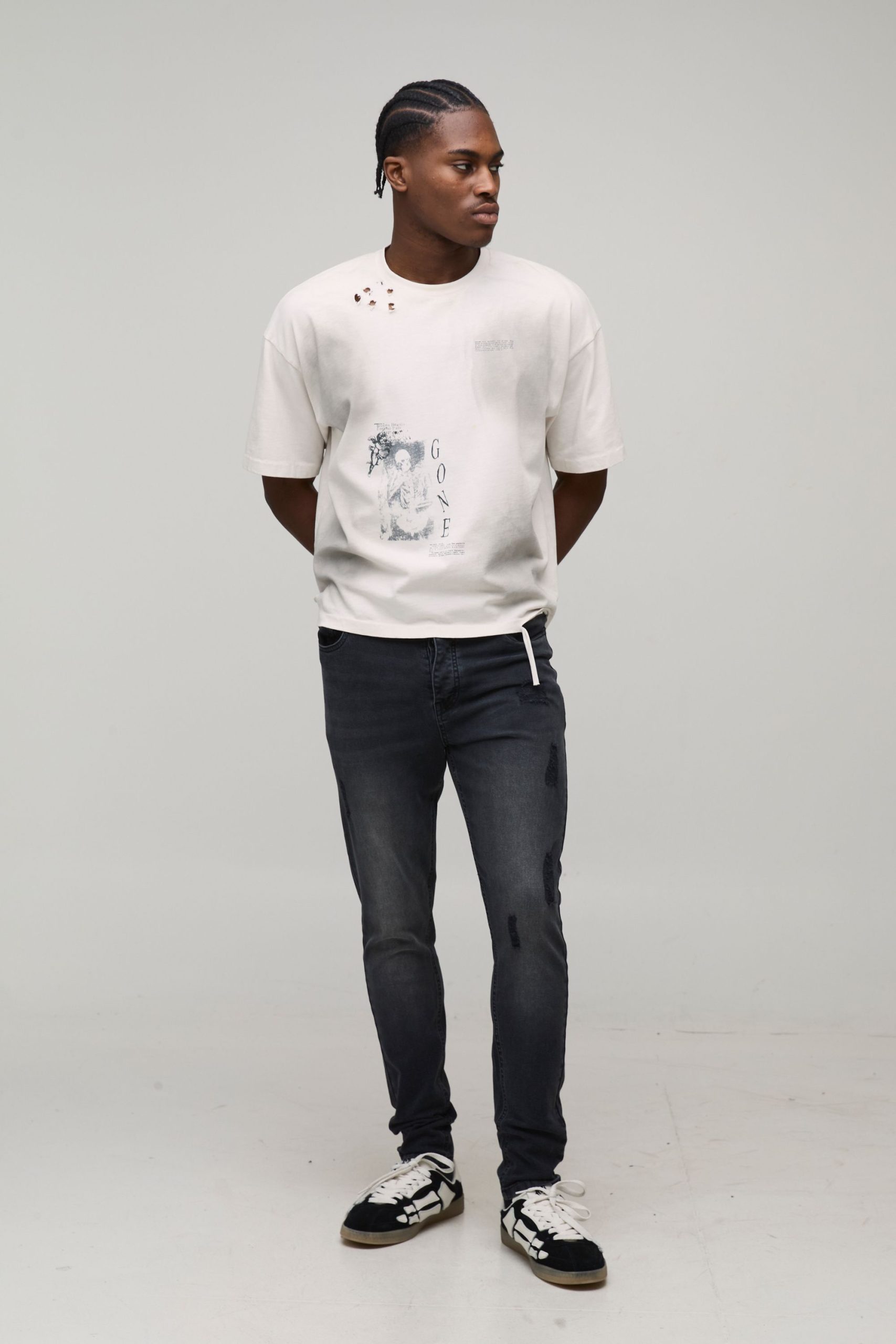 Skinny Stretch Distressed Ripped Washed Jeans - Image 4