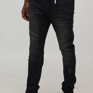 Skinny Stretch Fit Distressed Biker Jeans