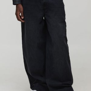 Baggy Fit Washed Side Panel Jeans