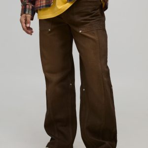 Relaxed Fit Panelled Embossed Washed Jeans