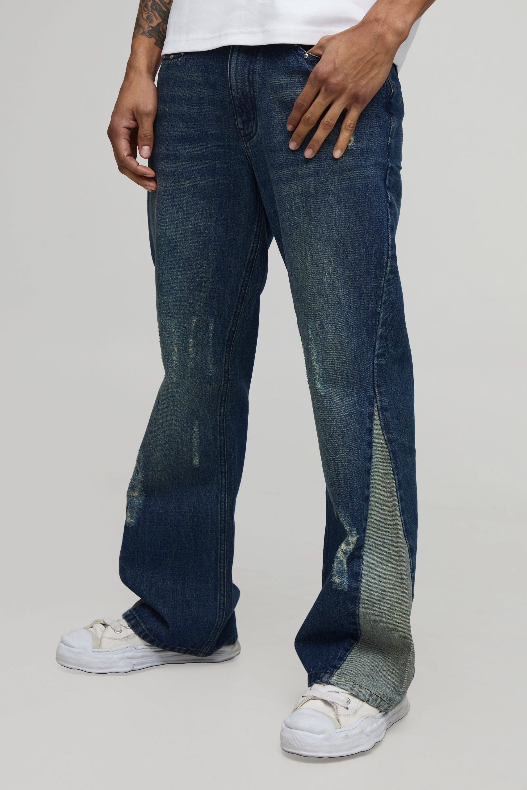 Straight Flared Studded Jeans