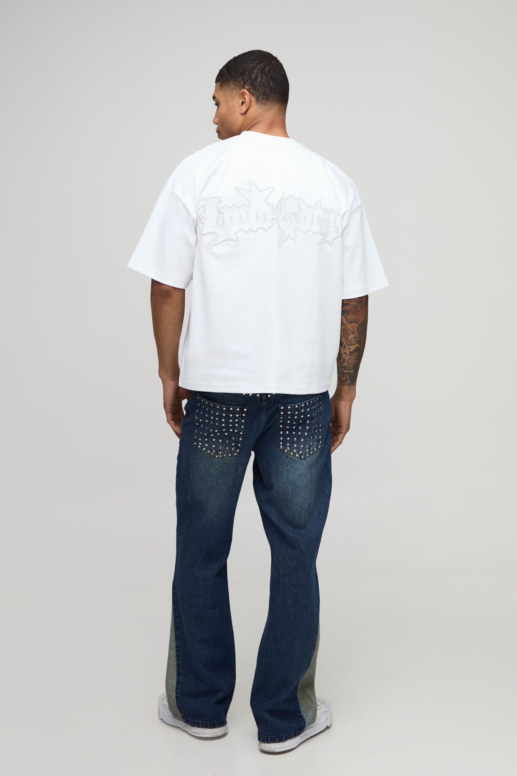 Straight Flared Studded Jeans - Image 2