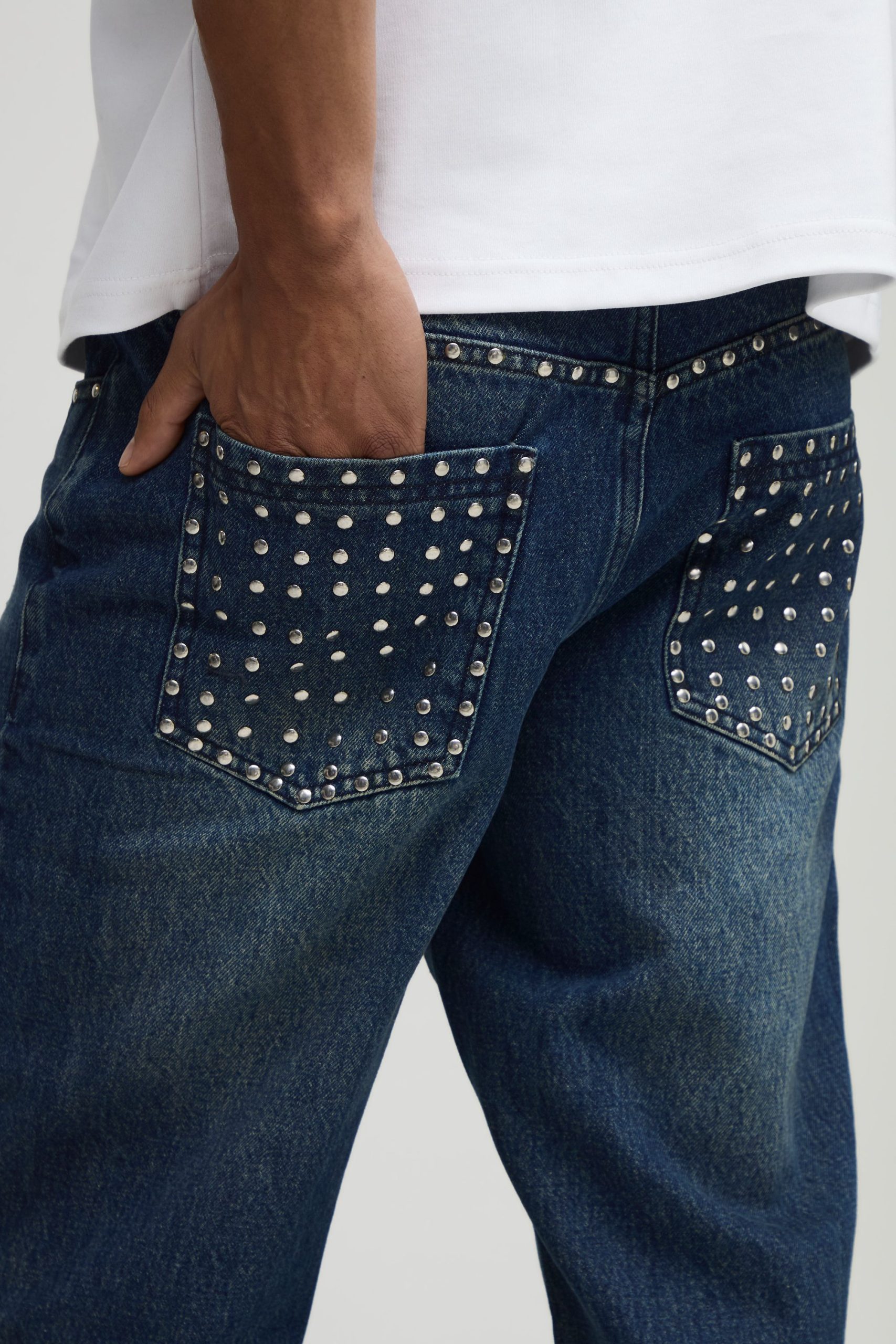 Straight Flared Studded Jeans - Image 3