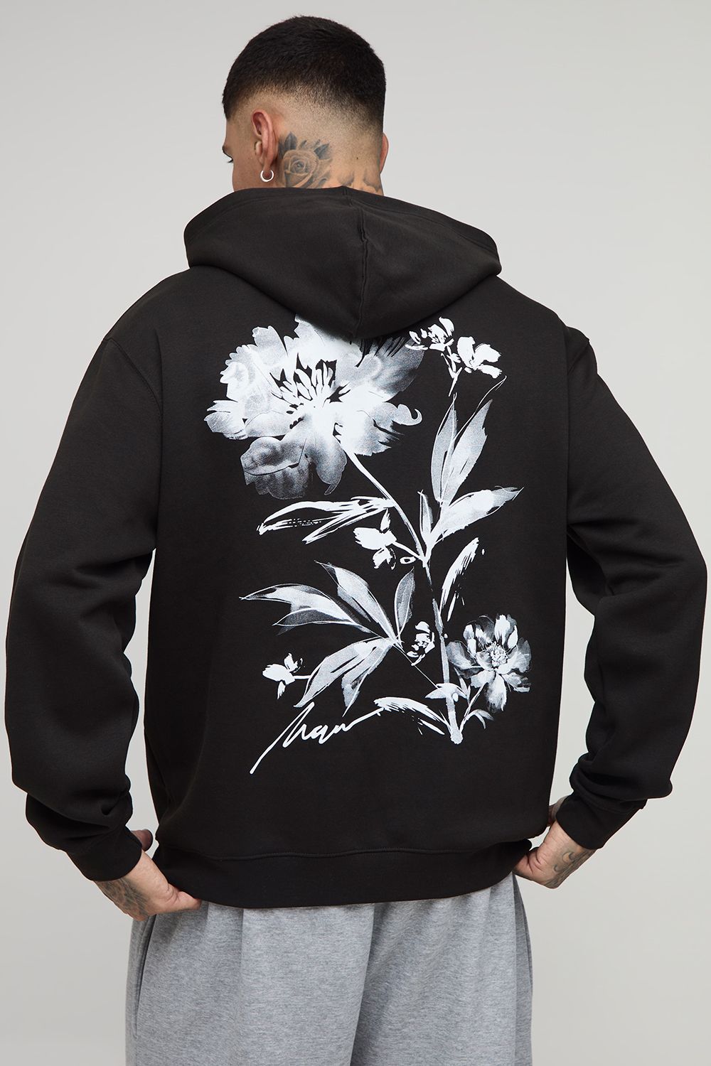 Tall Oversized Floral Print Hoodie