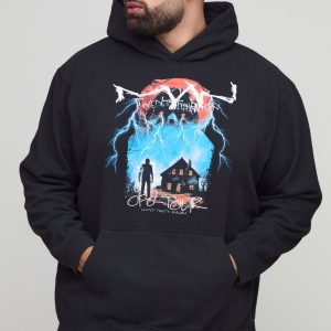 Plus Oversized Gothic OFCL TOUR Man Vintage Wash Print Hoodie