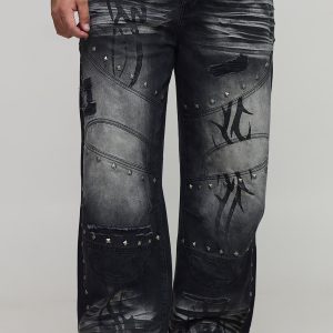 Plus Relaxed Silver Studded Jeans