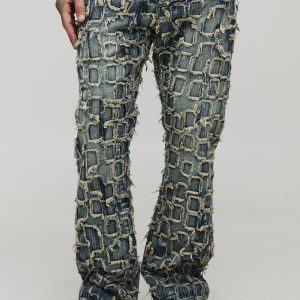 Tall Slim Flared Distressed Washed Jeans