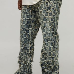 Plus Slim Flared Distressed Washed Jeans