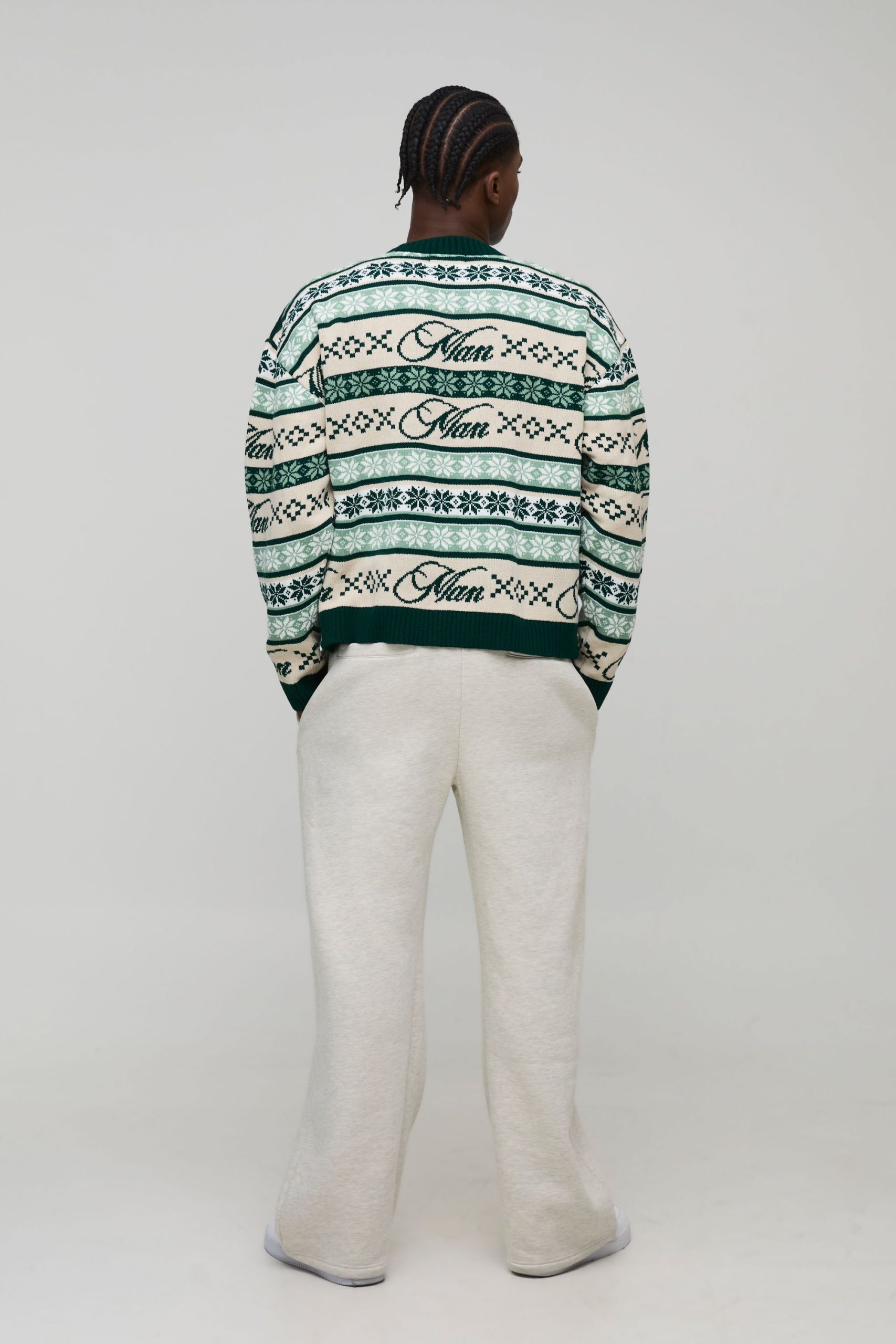 Man Oversized Boxy Fairisle Christmas Knitted Jumper - Image 2