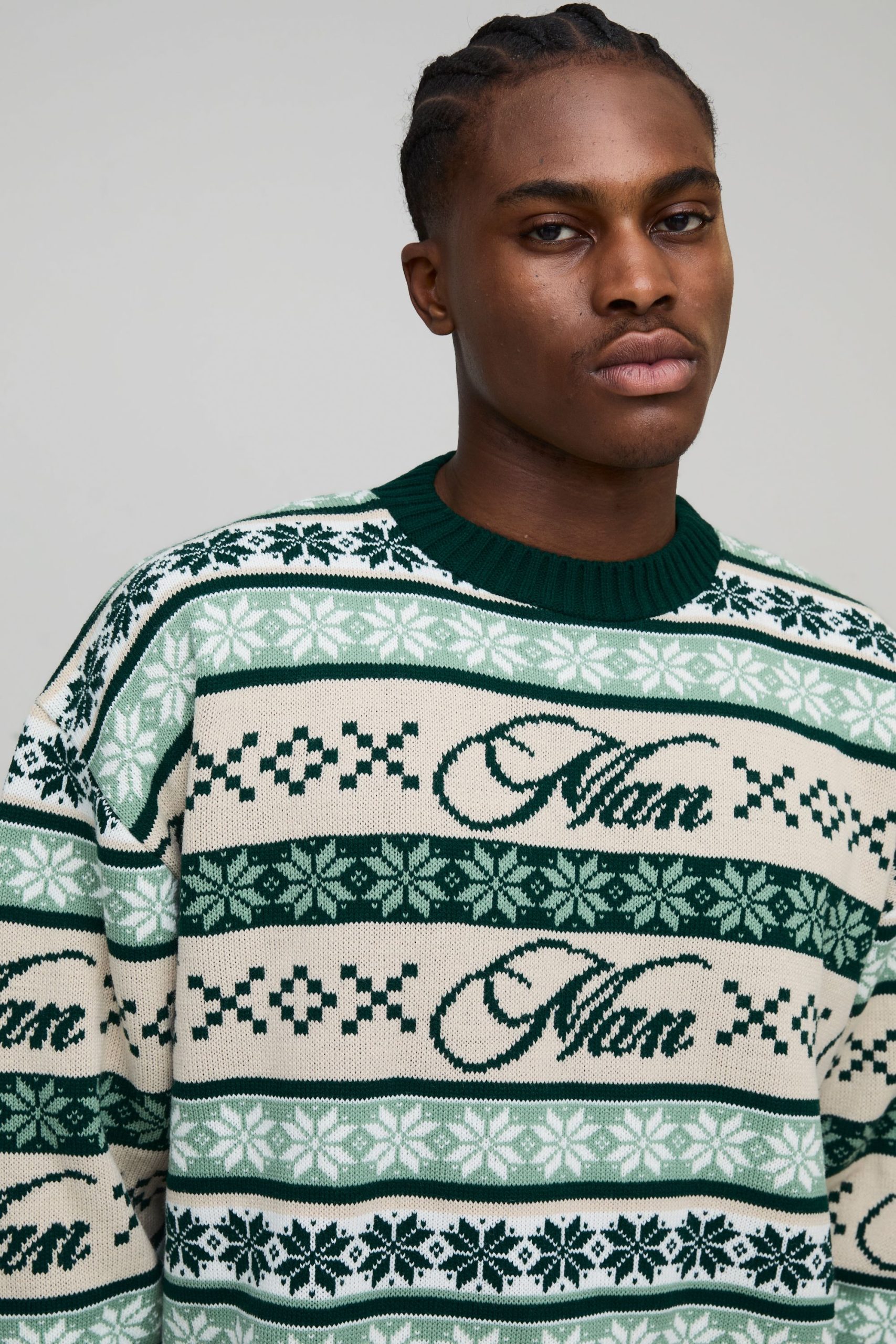 Man Oversized Boxy Fairisle Christmas Knitted Jumper - Image 3