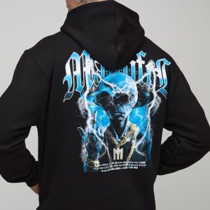 Tall Oversized Gothic Rhinestone Graphic Hoodie