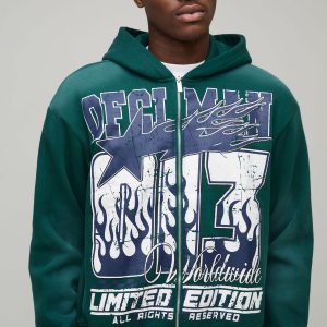 Oversized Boxy OFCL MAN Spray Wash Zip Through Hoodie