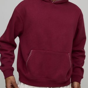 Oversized Boxy Blanket Stitch Hoodie
