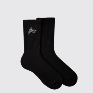 Star Slogan Embroidered Socks