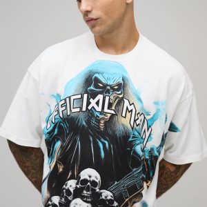 Oversized Shrunken Over Seams Official Man Gothic Graphic T-Shirt
