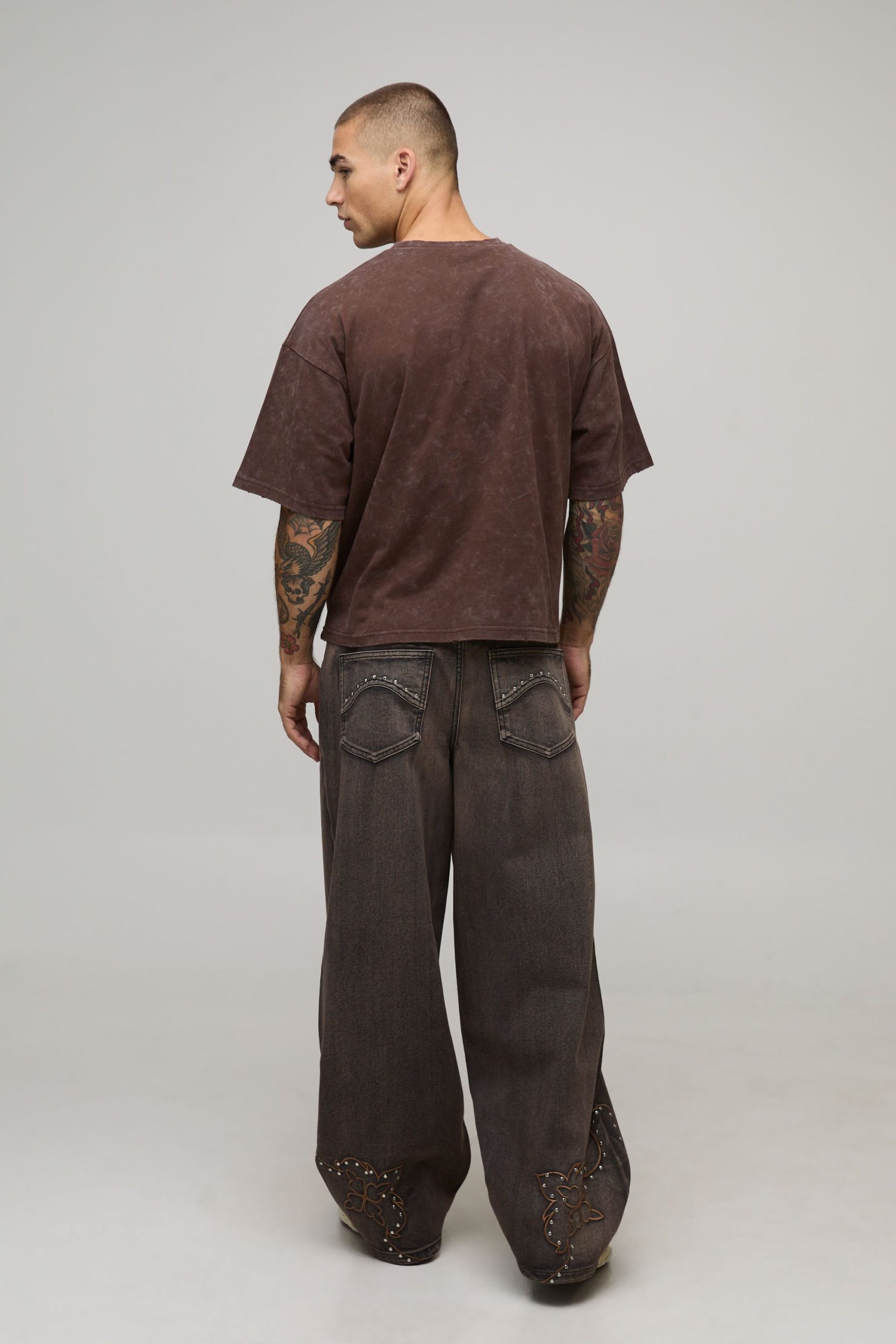 Oversized Shrunken Acid Wash Heavy Metal Graphic Distressed T-Shirt - Image 2
