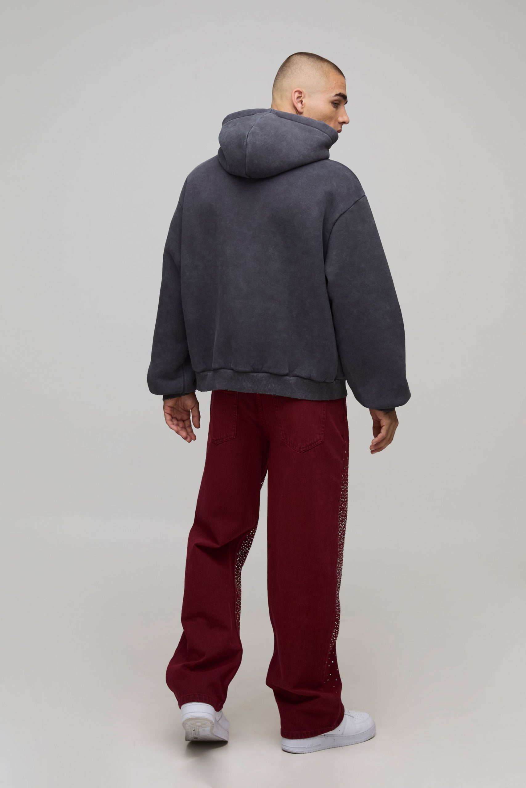 Oversized Boxy Acid Wash Heavy Metal Graphic Distressed Hoodie - Image 2