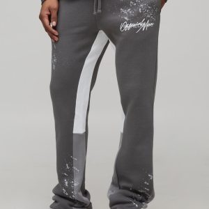 Slim Stacked Flare Paint Splatter Jogger