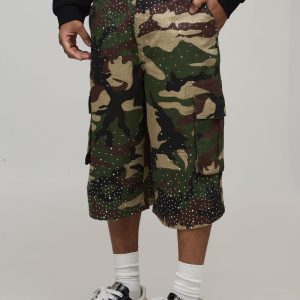 Longline Camo Embellished Twill Jorts