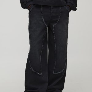 Relaxed Fit Washed Western Panel Jeans