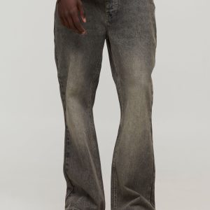 Straight Flared Fit Washed Jeans