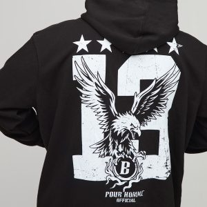 Plus Oversized Eagle 13 Print Hoodie