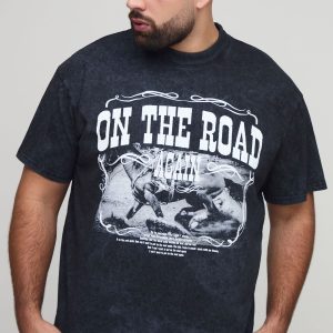 Plus Oversized Willie Nelson License Print Washed T-Shirt