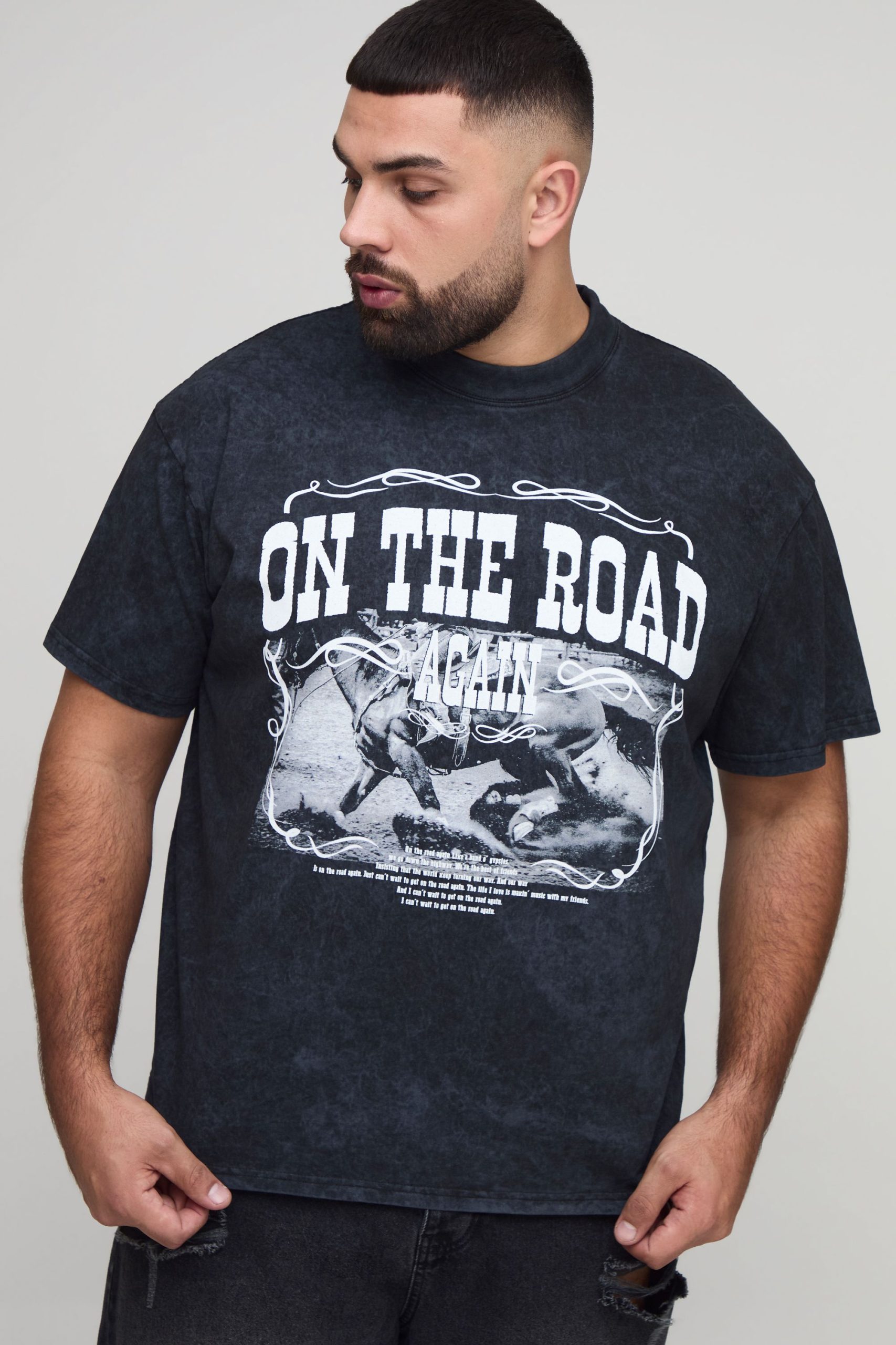 Plus Oversized Willie Nelson License Print Washed T-Shirt