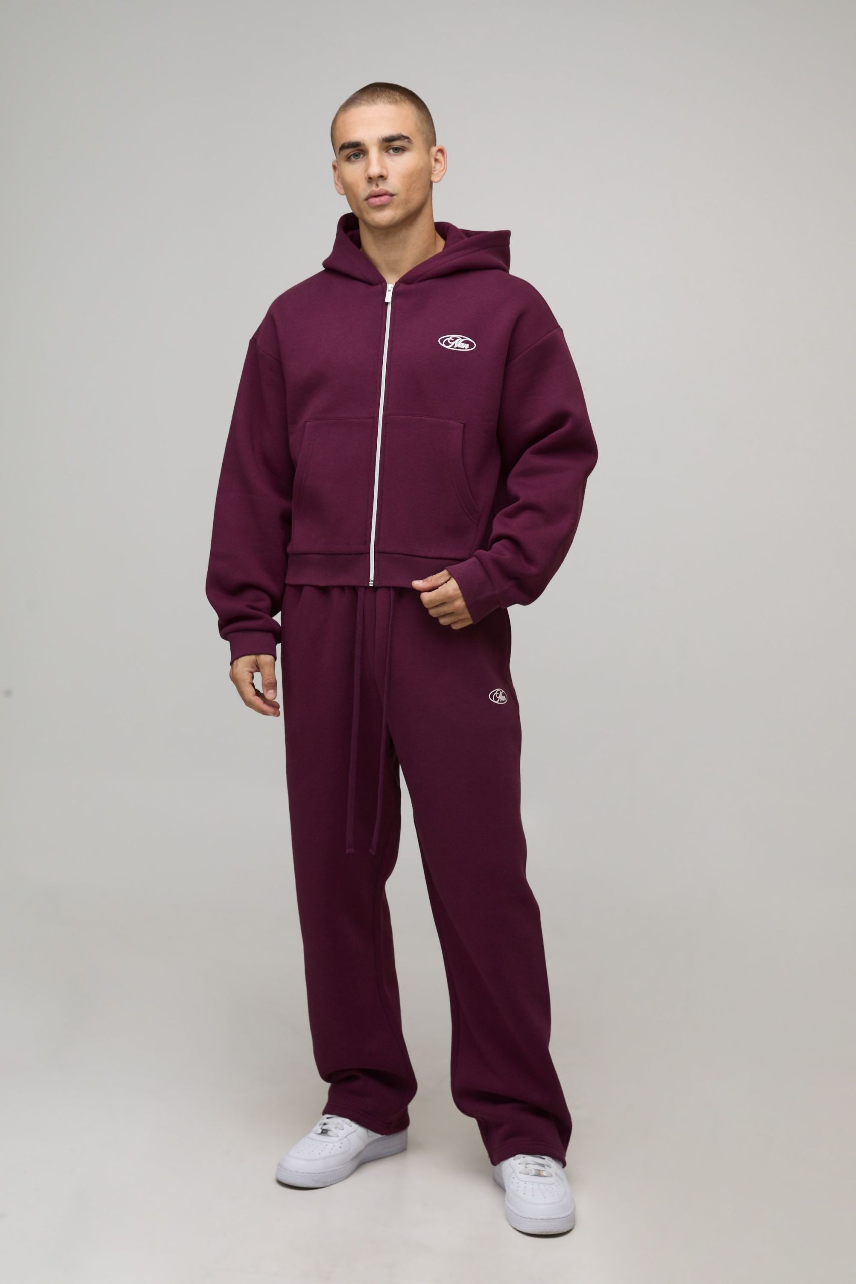 Shrunken Fit Man Hamptons Zip Through Hooded Tracksuit