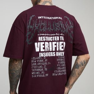 Tall Oversized Faux Layer Hem Tattoo Printed T-Shirt
