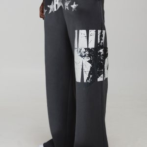Tall Extreme Wide Leg Western Wild Star Graphic Washed Jogger