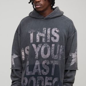 Tall Oversized Boxy Your Last Rodeo Printed Washed Hoodie