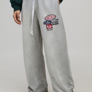 Baggy Fit Moto Applique Washed Joggers