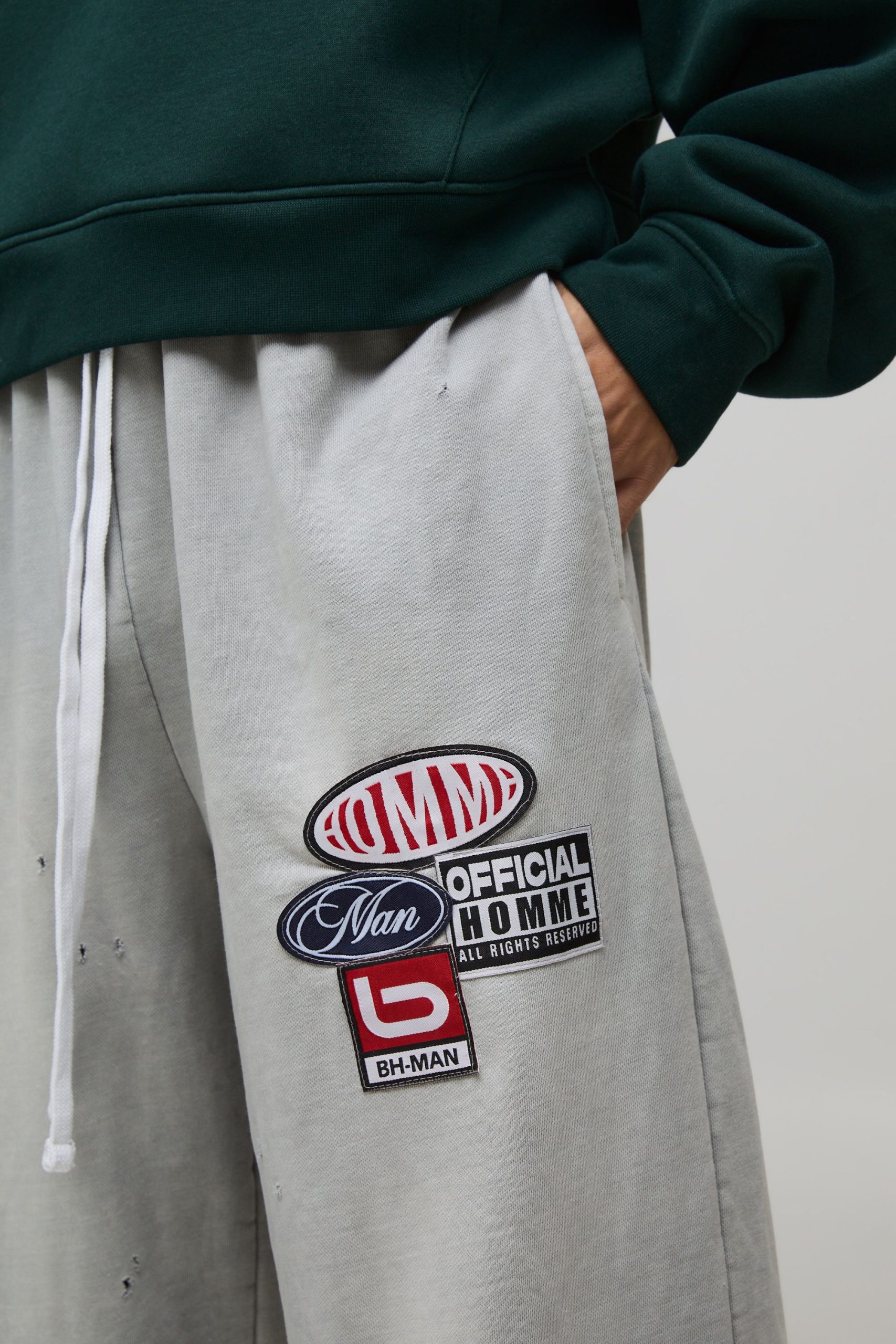 Baggy Fit Moto Applique Washed Joggers - Image 3