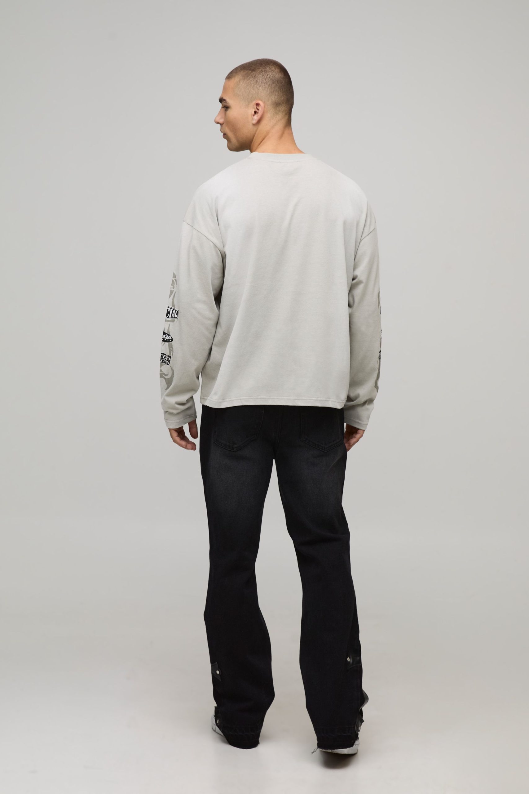Oversized Boxy Moto Washed Long Sleeve T-Shirt - Image 2