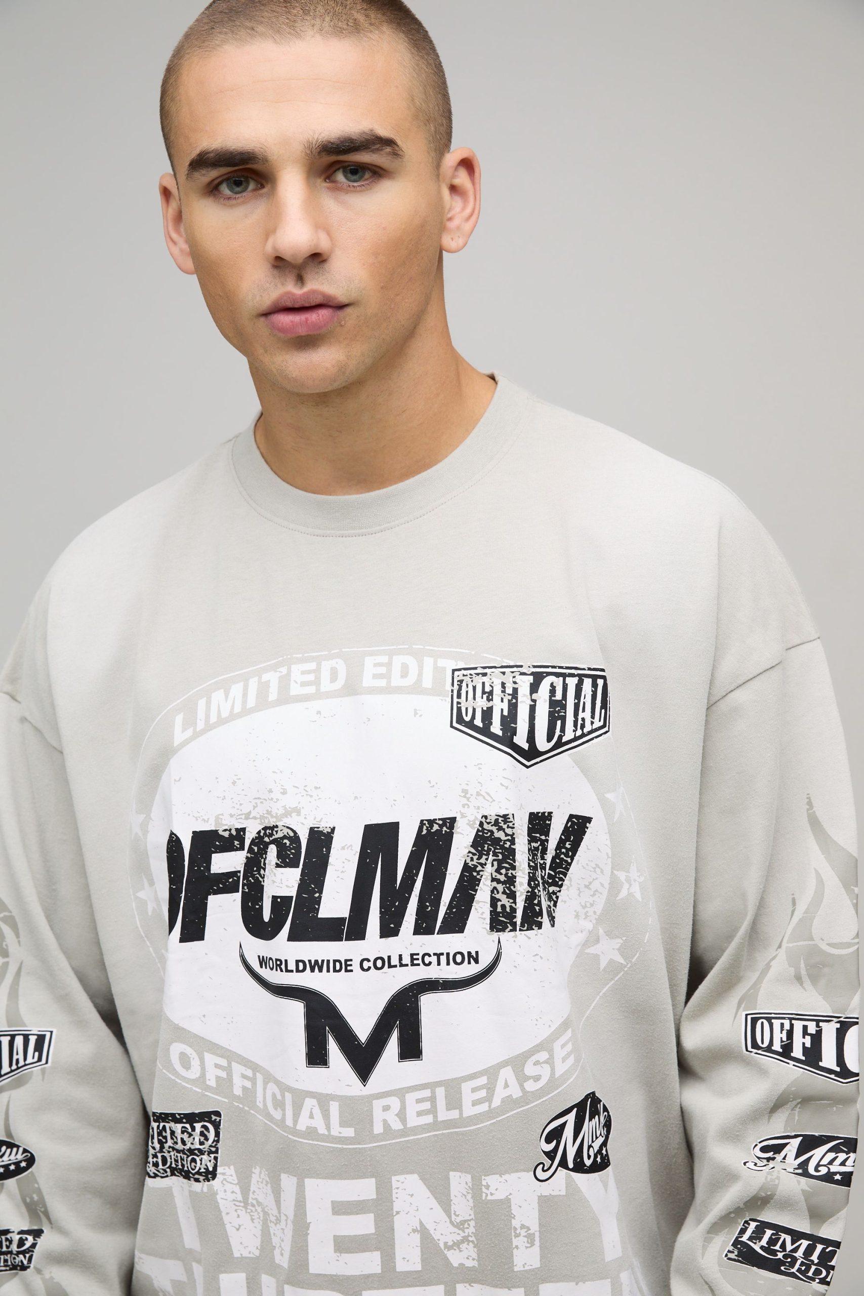Oversized Boxy Moto Washed Long Sleeve T-Shirt - Image 3