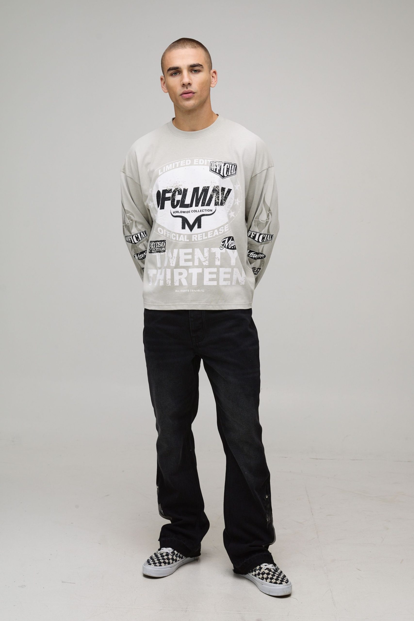 Oversized Boxy Moto Washed Long Sleeve T-Shirt - Image 4