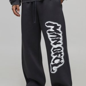 Wide Leg Slogan Printed Jogger