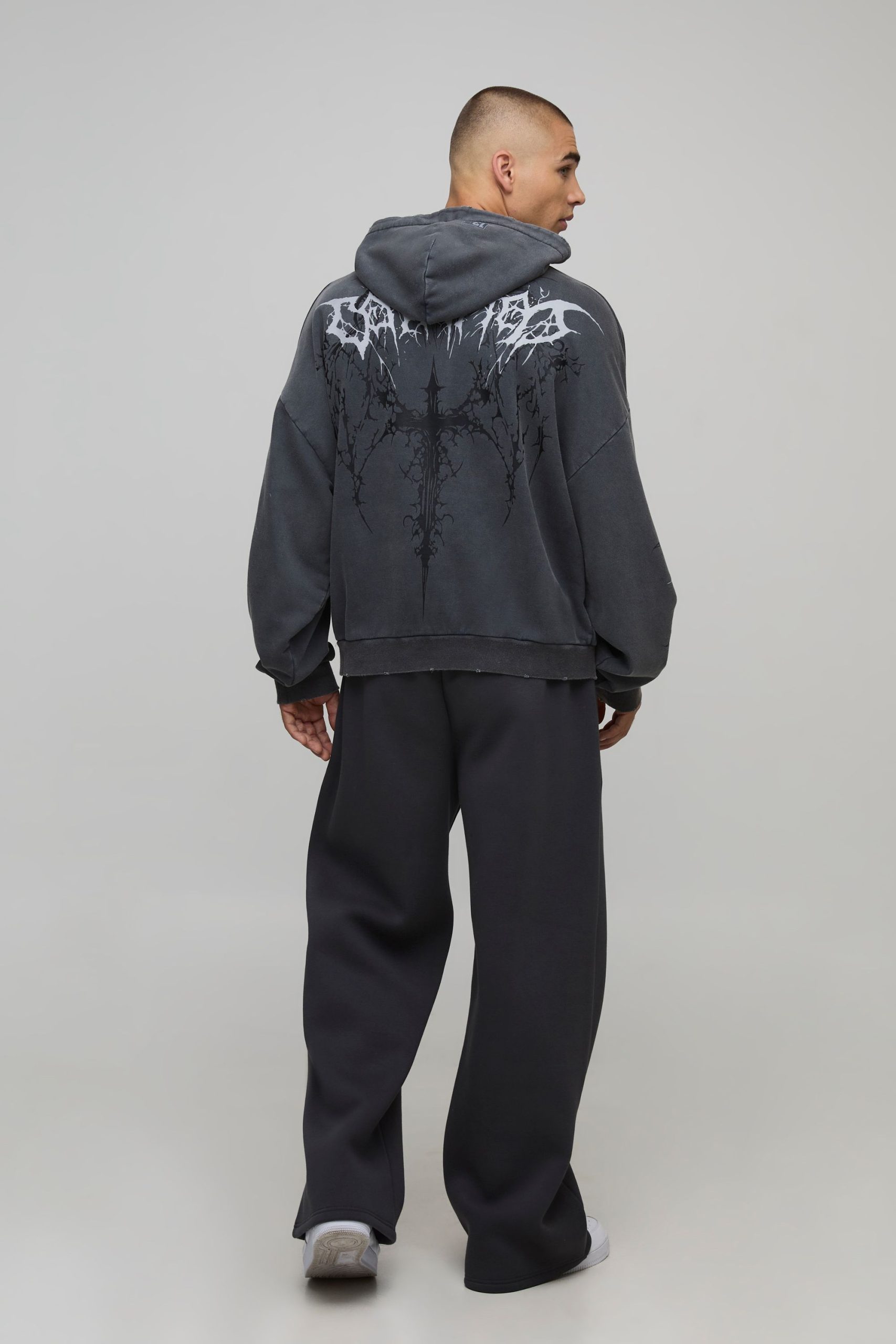 Wide Leg Slogan Printed Jogger - Image 2