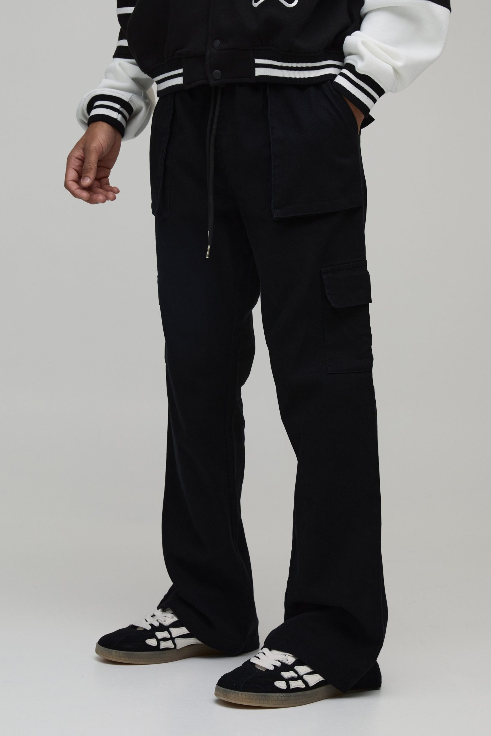 Elasticated Waist Zip Hem Flared Cargo Trousers - Image 3