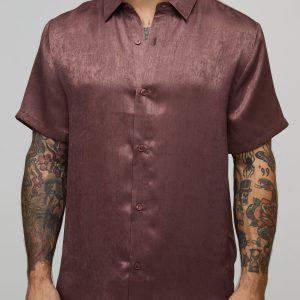 Regular Short Sleeve Satin Shirt