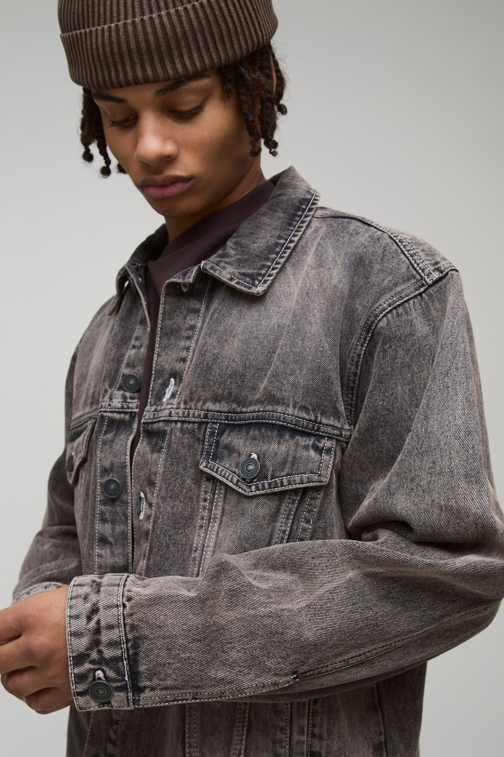 Regular Fit Washed Denim Jacket - Image 3