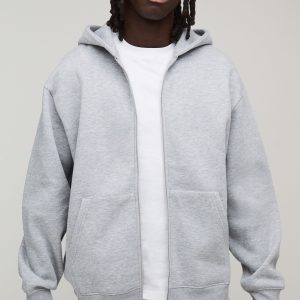 Basic Oversized Zip Through Hoodie